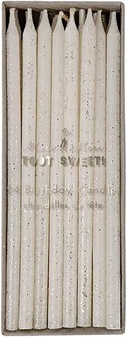 Meri Meri Silver Glitter Candles (Pack of 24) in Saudi Arabia