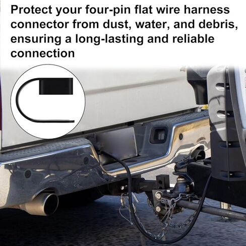 4pcs 4-Pin Flat Trailer Wiring Harness Connector Dust Covers, 4-Way Prong Rubber Vehicle Side Wire Plug Cover Dust-Proof Protector for Trucks SUVs Trailers(Black) in Saudi Arabia