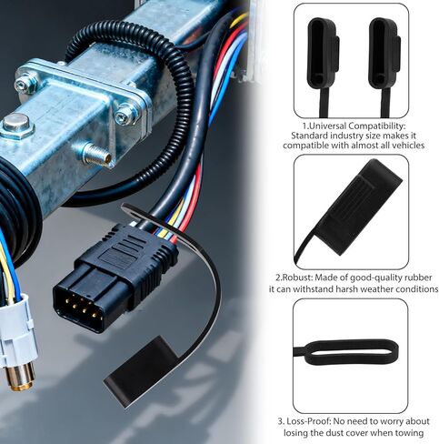 4pcs 4-Pin Flat Trailer Wiring Harness Connector Dust Covers, 4-Way Prong Rubber Vehicle Side Wire Plug Cover Dust-Proof Protector for Trucks SUVs Trailers(Black) in Saudi Arabia