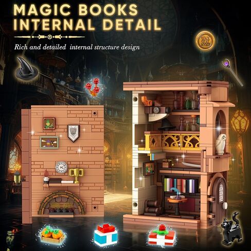 مجموعة بناء البيت السحري من Bookend، مساند كتب ديكور منزلي للعبة مكعبات البناء، بناء نموذج منزل مصغر لخزانة الكتب، منظم رف الكتب الرائع وديكور المنزل 1488 قطعة in Saudi Arabia