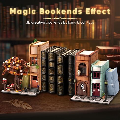 مجموعة بناء البيت السحري من Bookend، مساند كتب ديكور منزلي للعبة مكعبات البناء، بناء نموذج منزل مصغر لخزانة الكتب، منظم رف الكتب الرائع وديكور المنزل 1488 قطعة in Saudi Arabia