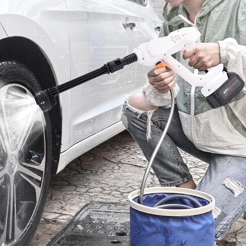 مسدس رش غسيل السيارات 48 فولت، مسدس مياه عالي الضغط مكون من 5 أقسام، مجموعة أدوات مسدس تنظيف السيارة الكهربائية المزدوجة مع فوهة 6 في 1، خرطوم 5 أمتار، محول أنابيب المياه، شاشة فلتر، غلاية رغوية in Kuwait