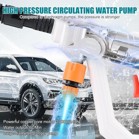 مسدس رش غسيل السيارات 48 فولت، مسدس مياه عالي الضغط مكون من 5 أقسام، مجموعة أدوات مسدس تنظيف السيارة الكهربائية المزدوجة مع فوهة 6 في 1، خرطوم 5 أمتار، محول أنابيب المياه، شاشة فلتر، غلاية رغوية in Kuwait