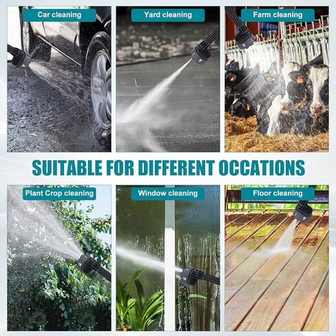 مسدس رش غسيل السيارات 48 فولت، مسدس مياه عالي الضغط مكون من 5 أقسام، مجموعة أدوات مسدس تنظيف السيارة الكهربائية المزدوجة مع فوهة 6 في 1، خرطوم 5 أمتار، محول أنابيب المياه، شاشة فلتر، غلاية رغوية in Kuwait