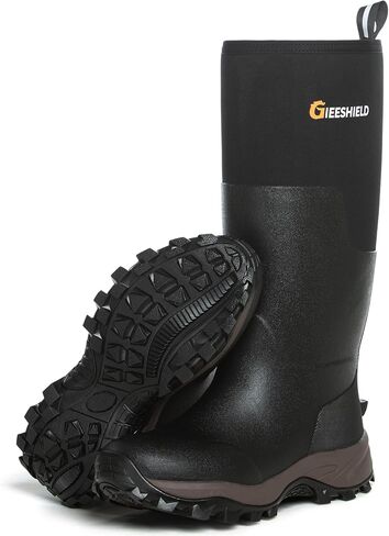 Rubber Boots for Men & Women – Ultra-Light Waterproof 6mm Neoprene Insulated Boots with Anti-Slip Sole, Warm Hunting & Rain Boots for Farming, Snow, Mud(Black, Next Camo G2) in Kuwait