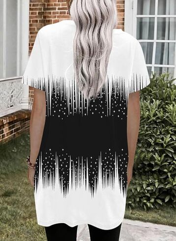 Naggoo Womens Short Sleeve Tunic Tops for Leggings Summer Casual Long Shirt with Pockets Floral Print T-Shirts in Saudi Arabia