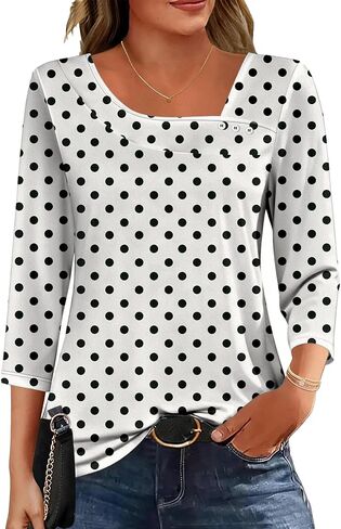Womens 3/4 Sleeve Tops Asymmetrical Neck Summer Shirts Business Casual Blouses Fashion Clothes 2026 in Saudi Arabia