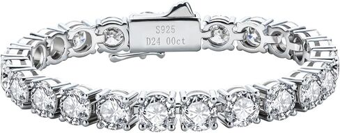 AnuClub Moissanite Tennis Bracelet 4.4-30cttw VVS1 925 Sterling Silver 3/4/5/6.5MM Round Cut Classic Universal Tennis Bracelet for Women Men Unisex with Certificate in Saudi Arabia