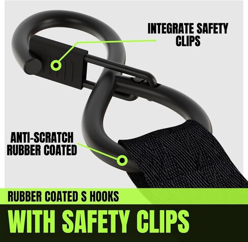 UMIRO Ratchet Tie Down Straps 4-Pack, 1 Inch x 15 Feet, 2200lbs Break Strength with Safety S Hooks, for Trucks, Cargo, Moving, Appliances, Black in Kuwait