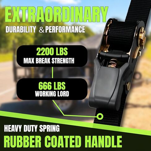 UMIRO Ratchet Tie Down Straps 4-Pack, 1 Inch x 15 Feet, 2200lbs Break Strength with Safety S Hooks, for Trucks, Cargo, Moving, Appliances, Black in Kuwait