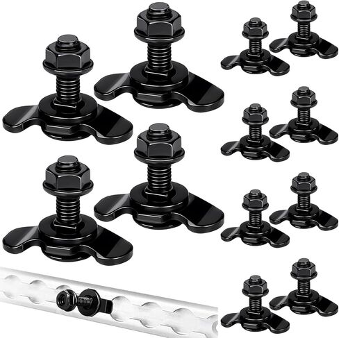 Frienda 12 Pcs L Track Double Stud Lug M8 x 30mm Tie Down Mounting Bolts for Heavy Duty Anchor Points Threaded Stud Fittings Accessories for Rv ATV Truck Bed Trailer Cargo Control Rails Black in Saudi Arabia