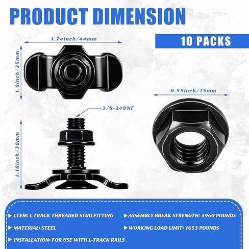 Frienda 12 Pcs L Track Double Stud Lug M8 x 30mm Tie Down Mounting Bolts for Heavy Duty Anchor Points Threaded Stud Fittings Accessories for Rv ATV Truck Bed Trailer Cargo Control Rails Black in Saudi Arabia