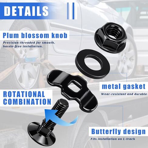 Frienda 12 Pcs L Track Double Stud Lug M8 x 30mm Tie Down Mounting Bolts for Heavy Duty Anchor Points Threaded Stud Fittings Accessories for Rv ATV Truck Bed Trailer Cargo Control Rails Black in Saudi Arabia