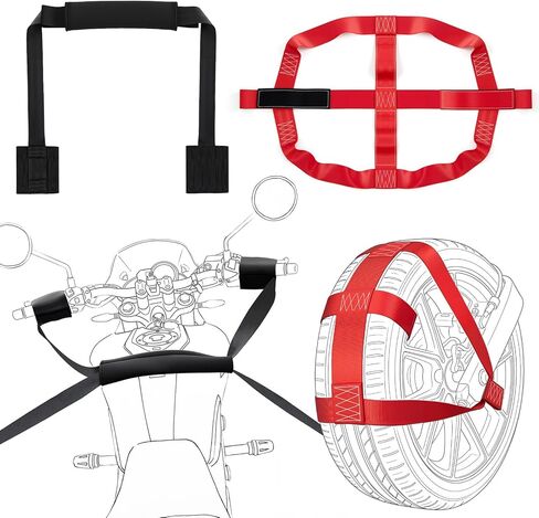Outus Universal Motorcycle Transport Tie Down Straps Set Include Handlebar Straps for 32" Handlebars and Adjustable Motorcycle Rear Wheel Tie Down Strap for Mopeds, Scooters(Red) in Saudi Arabia