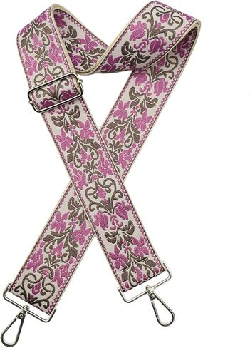 Crossbody Straps Gunmetal Hardware for Purses Purse Strap 2" Wide Shoulder Strap Adjustable Replacement,Retro JacSuard Embroidery for Shoulder Bags in Saudi Arabia
