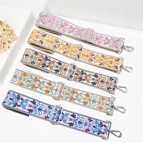Crossbody Straps Gunmetal Hardware for Purses Purse Strap 2" Wide Shoulder Strap Adjustable Replacement,Retro JacSuard Embroidery for Shoulder Bags in Saudi Arabia
