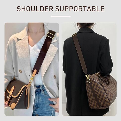 استبدال حزام محفظة كروس عريض لحقائب Lv Speedy20/25/30 Diane Boulogne، أشرطة كتف قماشية متعددة الإكسسوارات لحقيبة اليد النسائية، قابلة للتعديل العرض: 1.5 بوصة، الطول: 37.4-49.2 بوصة، بني in Kuwait