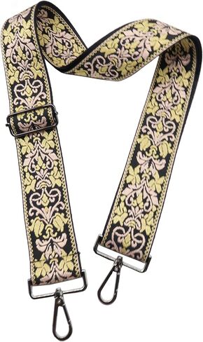 Crossbody Straps Gunmetal Hardware for Purses Purse Strap 2" Wide Shoulder Strap Adjustable Replacement,Retro JacSuard Embroidery for Shoulder Bags in Saudi Arabia