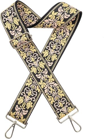 Crossbody Straps Gunmetal Hardware for Purses Purse Strap 2" Wide Shoulder Strap Adjustable Replacement,Retro JacSuard Embroidery for Shoulder Bags in Saudi Arabia