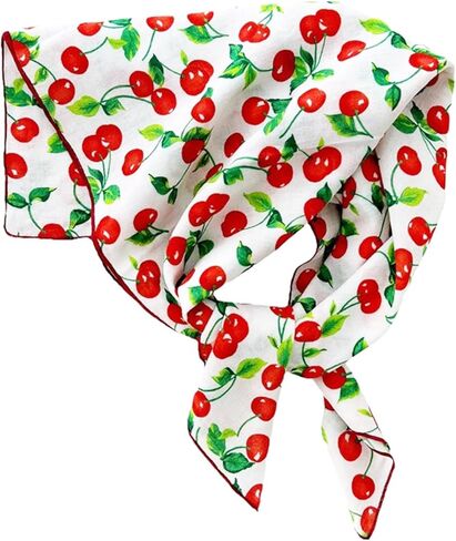 Bandana,Bandanas for Women,Red Bandana Scarf,21'' X 21'' Soft Comfort Fabric Cherry Bandanas in Kuwait