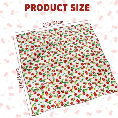 Bandana,Bandanas for Women,Red Bandana Scarf,21'' X 21'' Soft Comfort Fabric Cherry Bandanas in Kuwait
