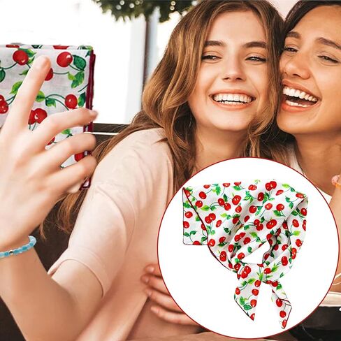 Bandana,Bandanas for Women,Red Bandana Scarf,21'' X 21'' Soft Comfort Fabric Cherry Bandanas in Kuwait