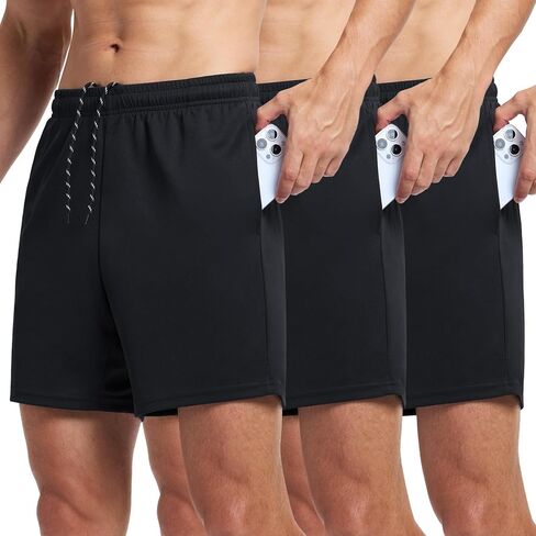 3 Pack Men's Athletic Shorts 7 Inch Quick Dry Workout Gym Shorts Lightweight Sports Running Short for Men with Pockets in Saudi Arabia
