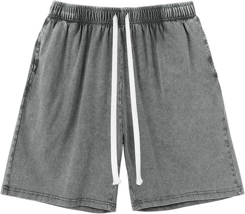 Gihuo Mens Sweat Shorts Cotton Athletic Shorts Vintage Acid Wash Drawstring Workout Shorts in Saudi Arabia