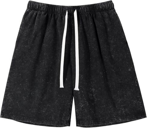 Gihuo Mens Sweat Shorts Cotton Athletic Shorts Vintage Acid Wash Drawstring Workout Shorts in Saudi Arabia