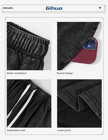 Gihuo Mens Sweat Shorts Cotton Athletic Shorts Vintage Acid Wash Drawstring Workout Shorts in Saudi Arabia