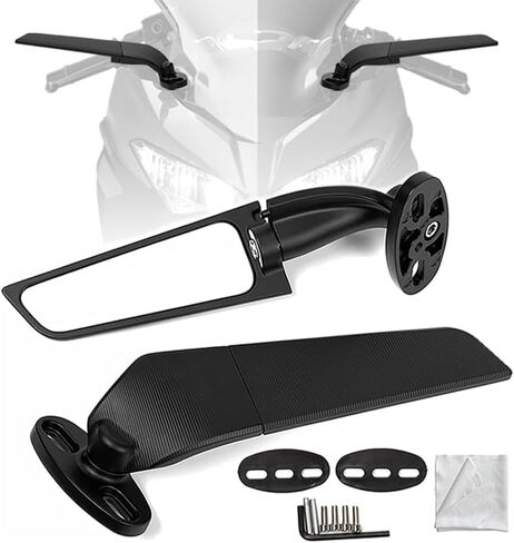 مرايا XINGWU للدراجات النارية مرايا خفية دوارة قابلة للتعديل للنينجا 400 500 650 300 ZX6R ZX10R ZX4RR ZX14R CBR300R CBR650R GSXR 600 750 Honda سوزوكي ياماها مرآة جانبية لجناح الرياح in Kuwait