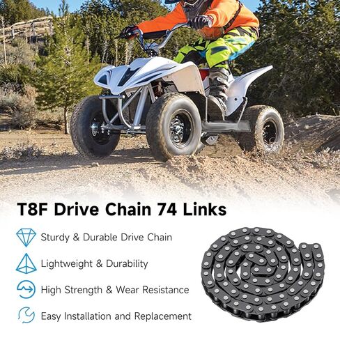 T8F Chain 74 Links Compatible with Razor Dirt Quad 500 4 Wheeler 49cc 50cc 2-Stroke ATV Mini Chopper Gas Scooter Super Pocket Bike Mini Moto Heavy Duty Parts with Chain Breaker in Saudi Arabia