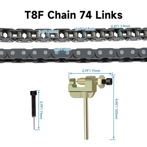 T8F Chain 74 Links Compatible with Razor Dirt Quad 500 4 Wheeler 49cc 50cc 2-Stroke ATV Mini Chopper Gas Scooter Super Pocket Bike Mini Moto Heavy Duty Parts with Chain Breaker in Saudi Arabia