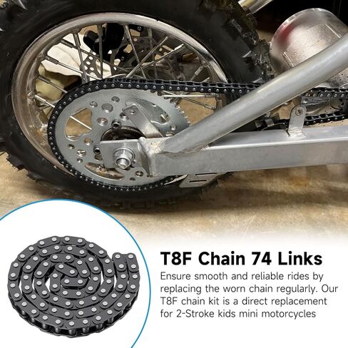 T8F Chain 74 Links Compatible with Razor Dirt Quad 500 4 Wheeler 49cc 50cc 2-Stroke ATV Mini Chopper Gas Scooter Super Pocket Bike Mini Moto Heavy Duty Parts with Chain Breaker in Saudi Arabia