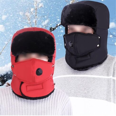 Mens Winter Warm Bomber Hats with Scarf Russian Hat for Women Ear Flap Snow Ski Caps in Saudi Arabia