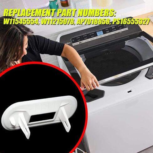 إطار قفل غطاء الغسالة W11545554 مناسب لـ Maytag & Whirlpool - يستبدل W11215078، إطار المقبض المتوافق مع Kenmore، جزء غسالة Maytag البلاستيكي الأبيض WP-W11545554 in Kuwait