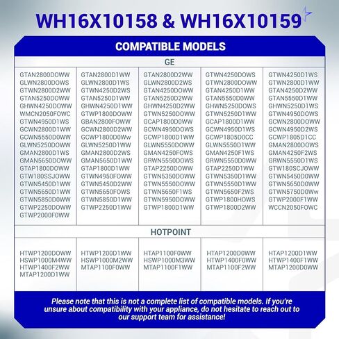 مجموعة قضبان تعليق الغسالة BlueStars WH16X10158 & WH16X10159 (4 قطع) - مناسبة لغسالة GE وHotpoint GTWN4250D0WS GTWN4250D1WS HSWP1000M4WW GCWP1800D1WW - يستبدل PS3654190 PS3654191 2754602 AP5632455 in Kuwait