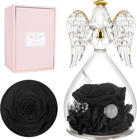 Miofula Angel Rose هدايا عيد ميلاد للنساء، وردة محفوظة في تماثيل ملائكة زجاجية هدايا للأم والجدة والزوجة، هدايا ورود حقيقية إلى الأبد لها في عيد الميلاد وعيد الحب وعيد الشكر in Kuwait