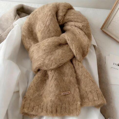 Cashmere Scarf for Women - Winter Bohemian Korean Design, Soft Breathable Windproof Textured Embossed Fabric, Elastic Comfortable Fit for Daily Outings and Layering in Saudi Arabia