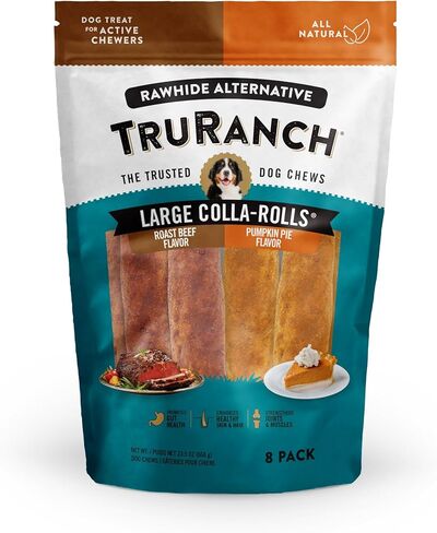TRURANCH Holiday Limited Edition, Stocking Stuffer, All-Natural Hydrolyzed Collagen,Rawhide Free 5'' Sticks 12pk (Apple Cinnamon), Healthy Limited Ingredients Dog Chew,for Small,Medium and Large Dogs in Kuwait