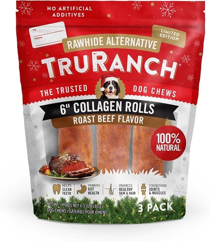 TRURANCH Holiday Limited Edition, Stocking Stuffer, All-Natural Hydrolyzed Collagen,Rawhide Free 5'' Sticks 12pk (Apple Cinnamon), Healthy Limited Ingredients Dog Chew,for Small,Medium and Large Dogs in Kuwait