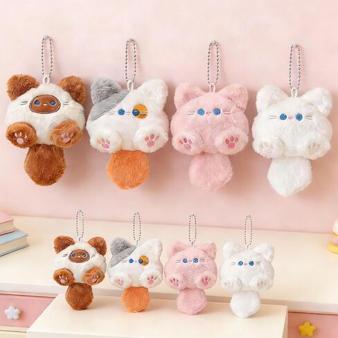 8Pcs/Set Cute Cartoon Cat Keychains for Women Men, Long Tailed Cats Keychains Backpack Accessories Fashion Creative Gift for Friends (4 Colors, 11x7.5cm) in Saudi Arabia