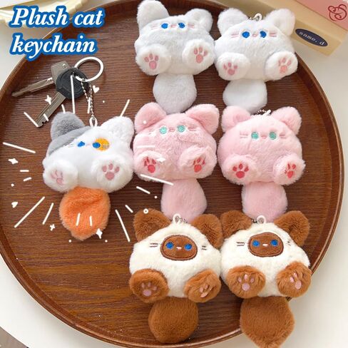 8Pcs/Set Cute Cartoon Cat Keychains for Women Men, Long Tailed Cats Keychains Backpack Accessories Fashion Creative Gift for Friends (4 Colors, 11x7.5cm) in Saudi Arabia