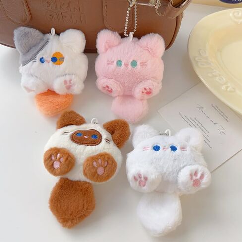 8Pcs/Set Cute Cartoon Cat Keychains for Women Men, Long Tailed Cats Keychains Backpack Accessories Fashion Creative Gift for Friends (4 Colors, 11x7.5cm) in Saudi Arabia
