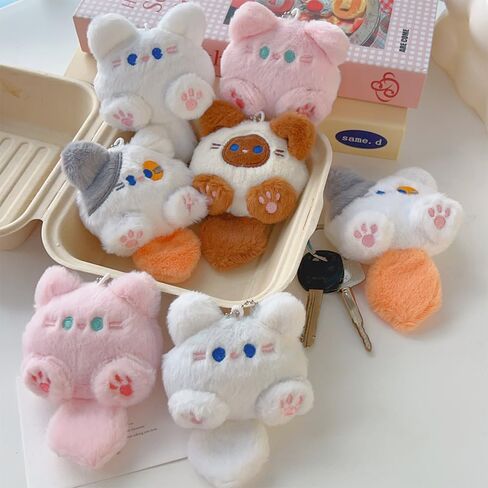 8Pcs/Set Cute Cartoon Cat Keychains for Women Men, Long Tailed Cats Keychains Backpack Accessories Fashion Creative Gift for Friends (4 Colors, 11x7.5cm) in Saudi Arabia