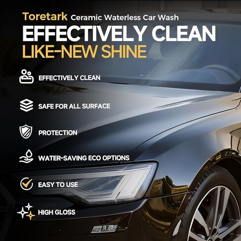 Waterless Car Wash Spray, High-lubricity Ingredients Safe Formula, 3-in-1 Ceramic Protective Coating, Motorcycle Cleaner, Car Cleaning Spray for Detailing, Spray and Wash for SUV, Truck, RV in Saudi Arabia