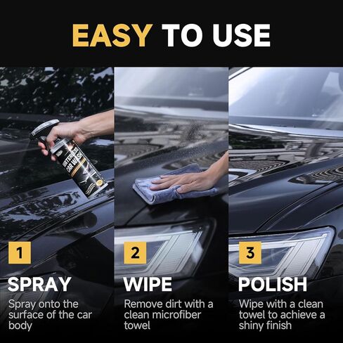 Waterless Car Wash Spray, High-lubricity Ingredients Safe Formula, 3-in-1 Ceramic Protective Coating, Motorcycle Cleaner, Car Cleaning Spray for Detailing, Spray and Wash for SUV, Truck, RV in Saudi Arabia