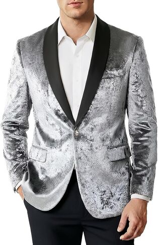 Men's Velvet Slim Fit Suit Casual Blazer for Men One Button Sports Coat Tuxedo Jacket Wedding Party Prom Festival Dress in Saudi Arabia