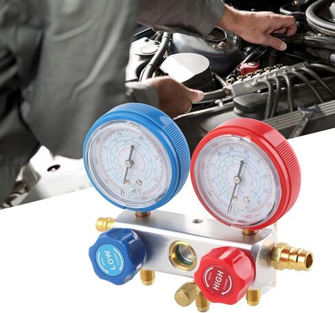 مجموعة قياس تشخيصية متعددة الاتجاهات للتيار المتردد، مجموعة أدوات شحن غاز التبريد لـ R410A R22 R404، صمام كروي مدمج مع قرص سهل القراءة، هيكل من الألومنيوم الصلب، يتضمن 3 ألوان in Kuwait