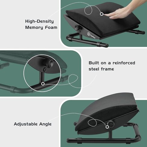 ErgoNest™ Ergonomic Foot Rest for Under Desk – Adjustable Angle Steel Frame with Memory Foam & Velour Cushion (Foot Stool Alternative) – Improves Posture & Relieves Leg Pressure for Office & Gaming in Saudi Arabia